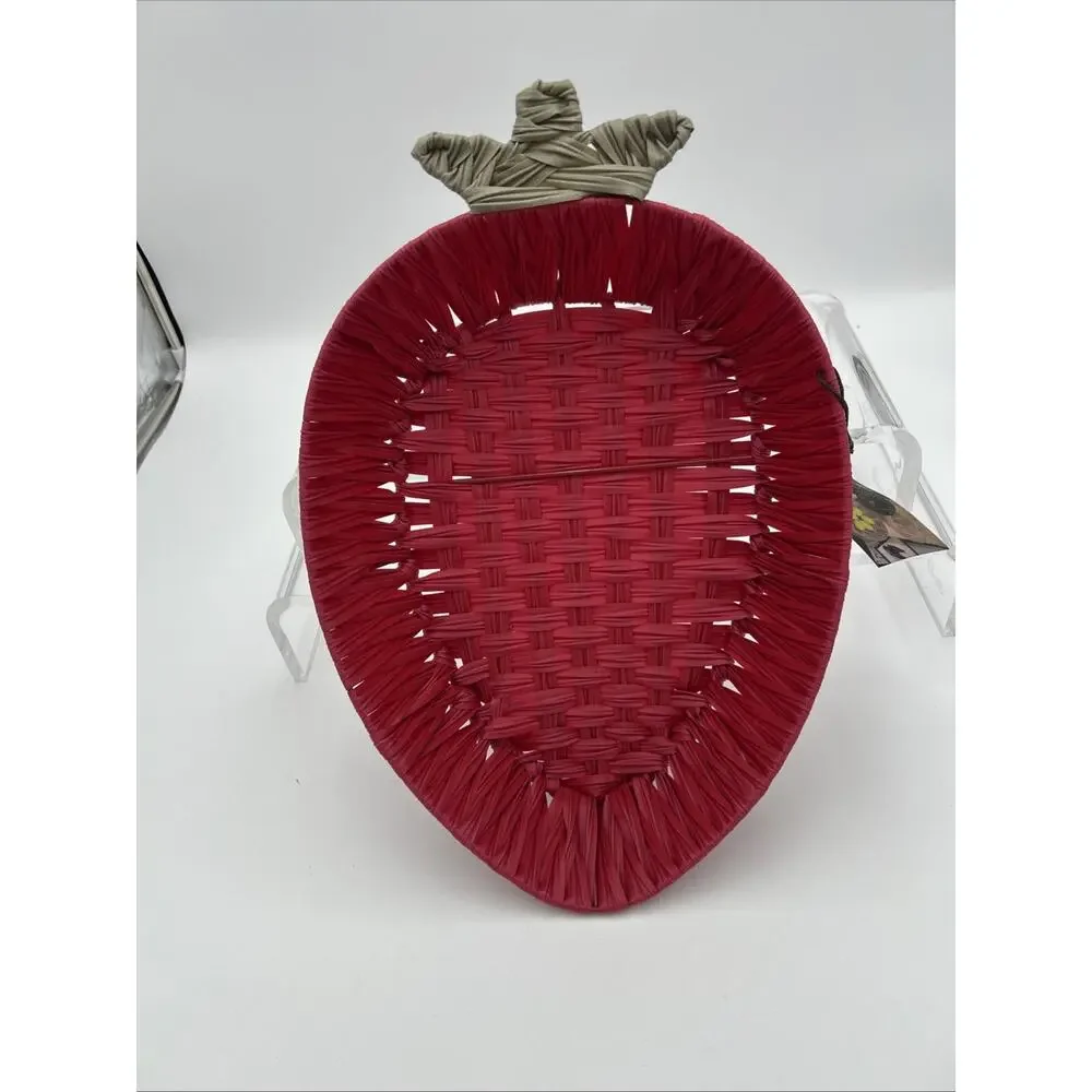 Nwt RGI Home Decorative Display Strawberry Shaped Basket Red/Green Cottage Core